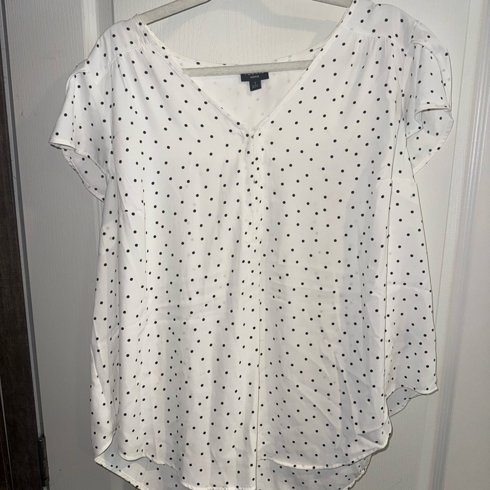 Torrid Ivory and Black Dotted Blouse